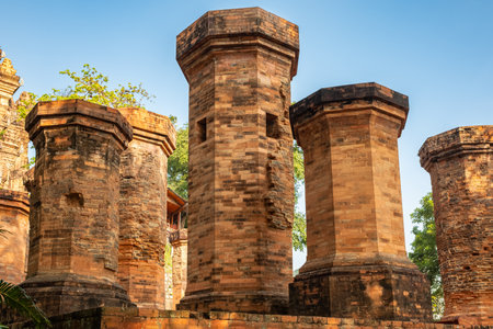 Ponagar or Thap Ba Po Nagar is a Cham temple tower near Nha Trang city in Vietnam. Old Brick cham towers in Nha Trang, landmark Vietnam. Asia Travel concept. Cham Towers Ponagar Nha Trangの写真素材
