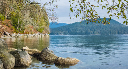 Beautiful lake with las green mountain in British Columbia Canada. nature Landscape of north...