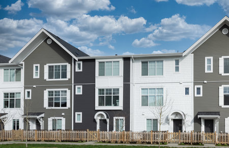 New Built apartment building in Northern America. Condos Apartment. Residential condominium. Luxury Condos. Real estate. Low Rise Condos Town homes in Canada.の写真素材