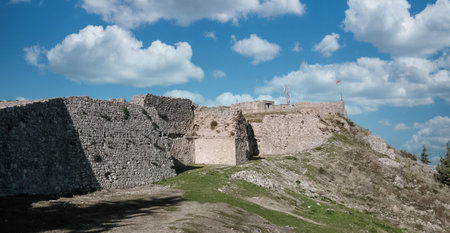 Kanina Castle In Vlore Albania. View of the city from the castle. Travel photo, Nobody.