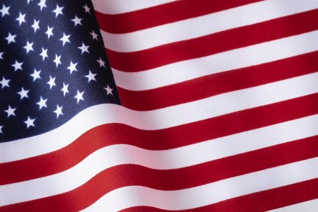 Close up USA flag. American Flag Wave Independence Day 4th of July. American flag for Memorial Day,...