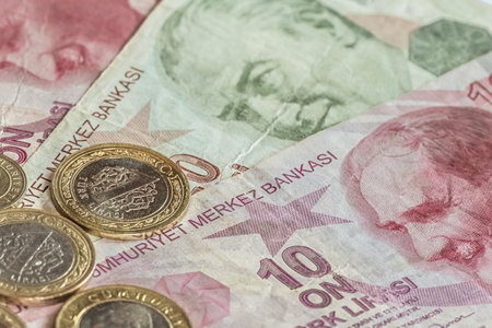 Turkish currency lira banknotes and coins background. Turkish Lira, Turkish Money Turkish Turk...