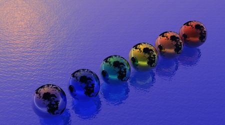 Rainbow earth on oceanの写真素材