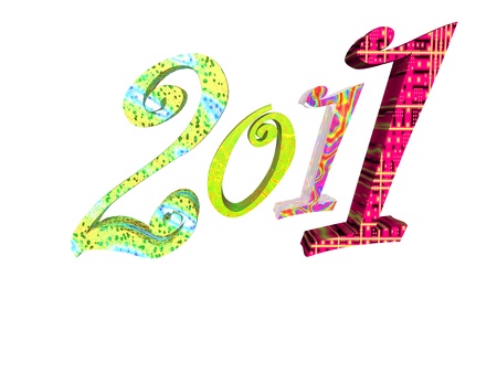 Multicolored 2011 numbers in a white backgroundの写真素材