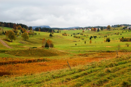 Beautiful colored landscape in the mountain by cloudy dayの写真素材
