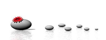 Zen stones and flowerの写真素材