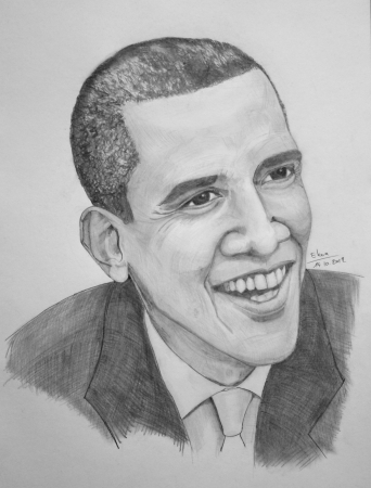 Grey pencils portrait of Barack Obamaのeditorial素材