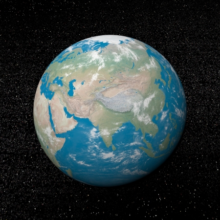 Asia on earth and universe background with stars - 3D renderの写真素材