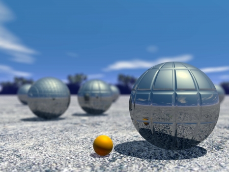 Petanque balls outdoor by beautiful dayの写真素材