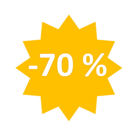70 percent sale gold star icon in white backgroundの写真素材