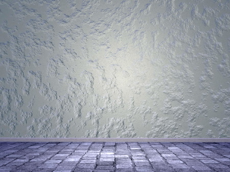 Light on grey wall and old pavement streetの写真素材