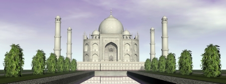 Famous Taj Mahal mausoleum and nature around, Agra, Indiaの写真素材
