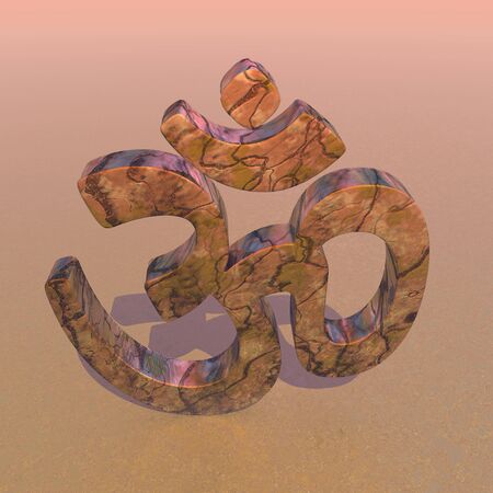 Big aum symbol standing on the ground with shadowの写真素材