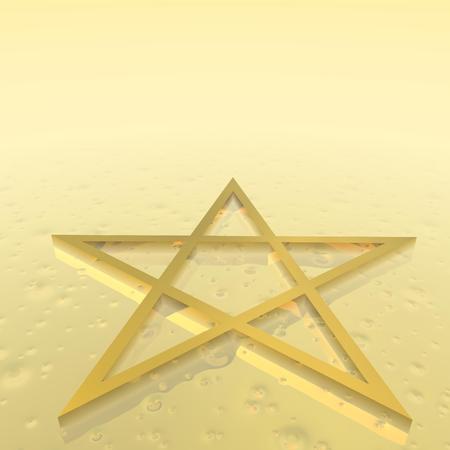 Magen David  star of David  as jewish religious symbol in golden groundの写真素材