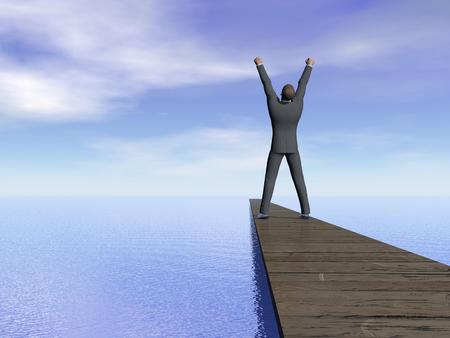 Businessman victory - 3D renderの写真素材
