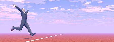 Businessman is winner - 3D render