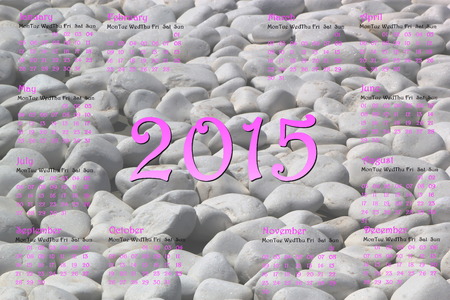 European 2015 year calendar with stonesの写真素材
