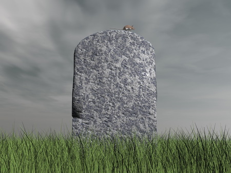 Mouse on tombstone - 3D renderの写真素材