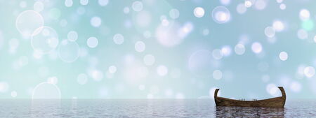 Wooden boat - 3D renderの写真素材