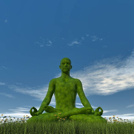 Green meditation - 3D renderの写真素材
