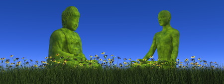 Green meditation - 3D renderの写真素材