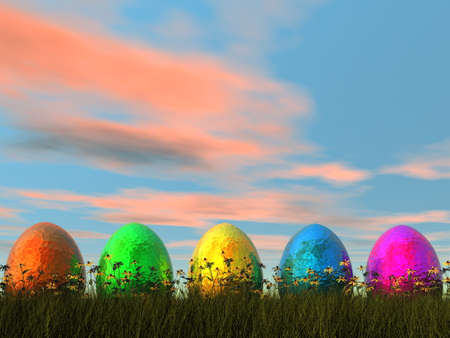 Easter eggs - 3D renderの写真素材