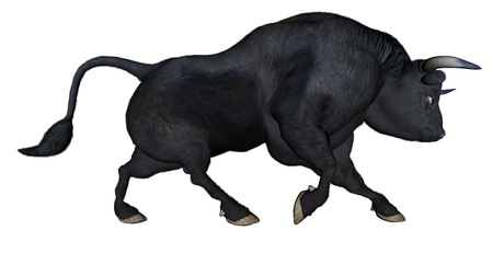 Bull charging - 3D renderの写真素材