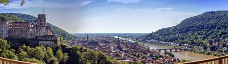 Heidelberg city and Neckar river panorama, Germanyの写真素材