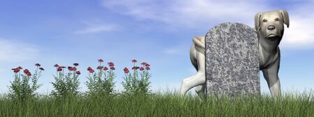 Tombstone with labrador dog by day - 3D renderの写真素材