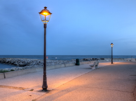 Promenade near the sea, Saintes Maries de la mer, Franceの写真素材