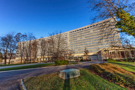 Geneva, Switzerland - December 7: Headquarters of the International Labour Officeのeditorial素材