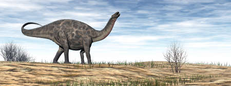 Dicraeosaurus dinosaur in the desert - 3D renderの写真素材