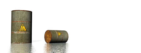 Two grey metallic carbon monoxide barrels - 3D render