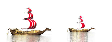 Two ships on the water - 3D renderの写真素材