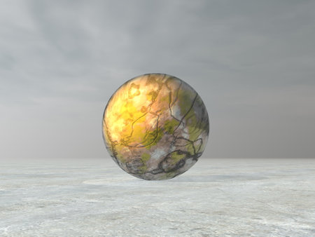 Golden metallic yellow sphere ball - 3d renderの写真素材
