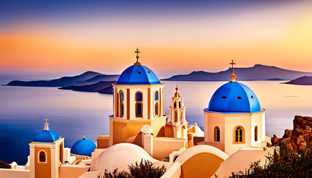 View on the caldera, Oia, Santorini, Greece - Generative AIの素材