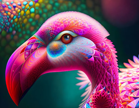 Fantasy flamingo portrait - Generative AIの素材