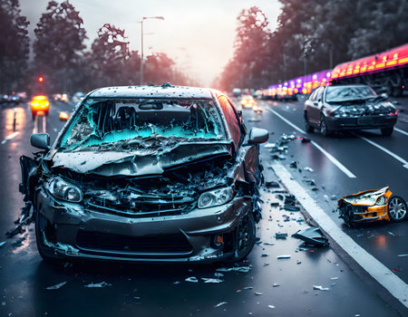 Car crash in the street - Generative AIの素材