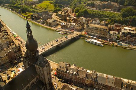 DINANT, BELGIUM, 15 AUGUST 2016. Panorama of the belgian city Dinant.のeditorial素材