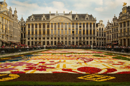 BRUSSELS, BELGIUM, 14 AUGUST 2016. Floral Carpet Festival on the famous Grand Place square.のeditorial素材