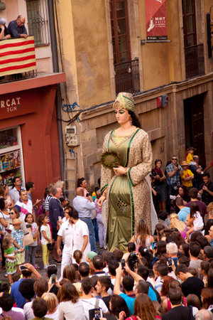 TARRAGONA, CATALONIA, SPAIN. 23 SEPTEMBER 2015. The Santa Tecla Festival in Tarragona. The march through the city center.のeditorial素材