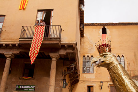 TARRAGONA, CATALONIA, SPAIN. 23 SEPTEMBER 2015. The Santa Tecla Festival in Tarragona. The march through the city center.のeditorial素材