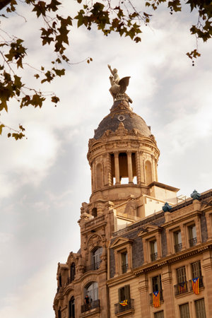 BARCELONA, SPAIN, 01 OCTOBER 2015. Building at Passage-de-Gracia in Barcelona.のeditorial素材