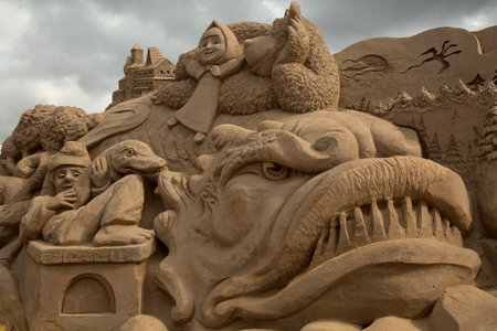 SAINT-PETERSBURG, RUSSIA. 05 JUlY 2017. Sand sculpture in Peter and Paul Fortress.のeditorial素材