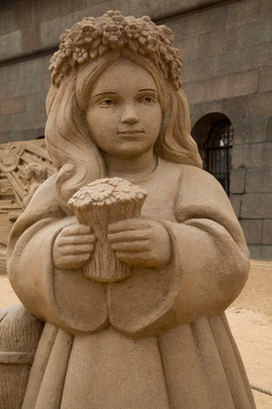 SAINT-PETERSBURG, RUSSIA. 05 JUlY 2017. Sand sculpture in Peter and Paul Fortress.のeditorial素材