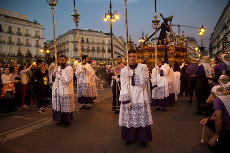 MADRID, CASTILE, SPAIN. 12 APRIL 2017. Holy week procession in Madrid.
