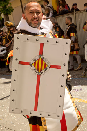 ALCOY, ALICANTE, SPAIN. 22 APRIL 2017. Festival of the Moors and Christians. The march through the...