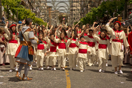 ALCOY, ALICANTE, SPAIN. 22 APRIL 2017. Festival of the Moors and Christians. The march through the...