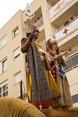 ALCOY, ALICANTE, SPAIN. 22 APRIL 2017. Festival of the Moors and Christians. The march through the...