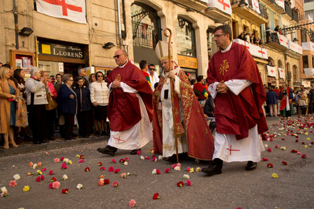 ALCOY, ALICANTE, SPAIN. 23 APRIL 2017. Festival of the Moors and Christians. The march through the...